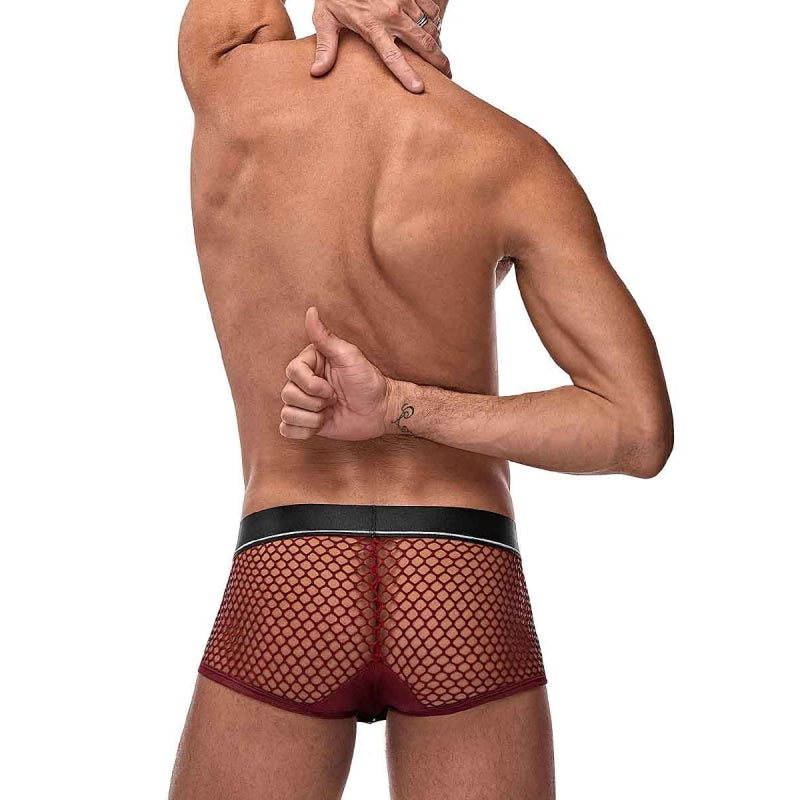 Cock Pit Net Mini Cock Ring Short - Small - Burgundy - Lingerie & Sexy Apparel