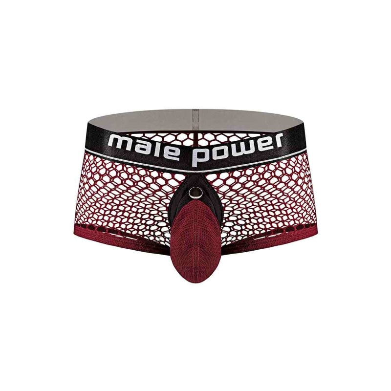 Cock Pit Net Mini Cock Ring Short - Small - Burgundy - Lingerie & Sexy Apparel