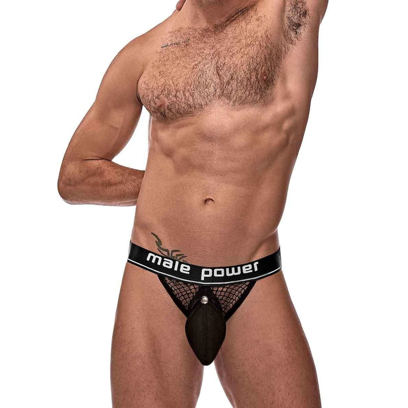 Cock Pit Net Cock Ring Jock - S/ M - Black - Lingerie & Sexy Apparel