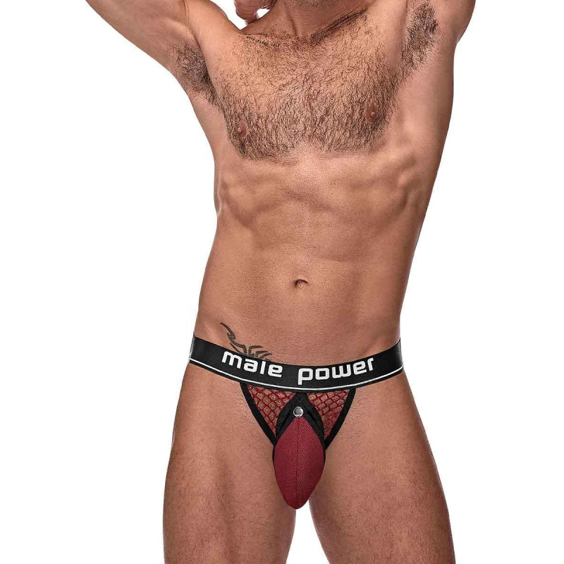 Cock Pit Net Cock Ring Jock - S/ M - Burgundy - Lingerie & Sexy Apparel