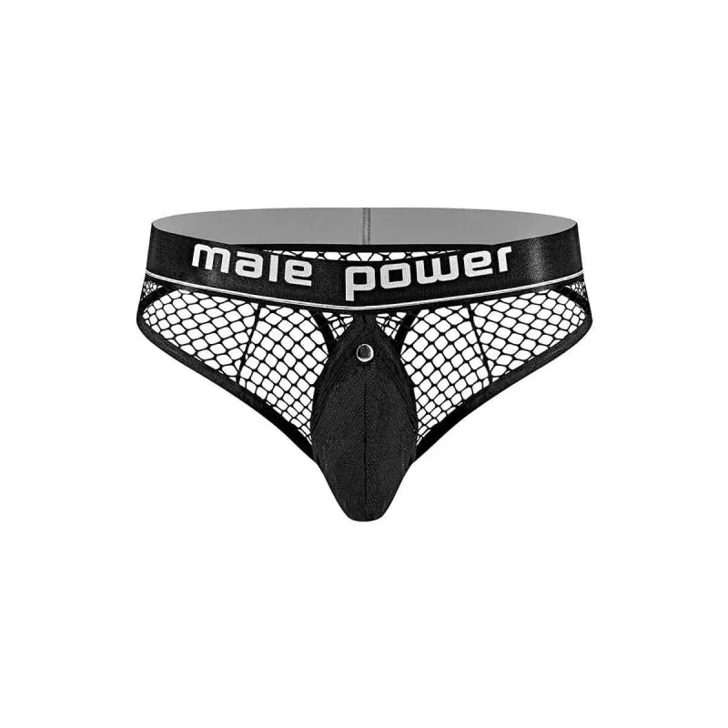 Cock Pit Net Cock Ring Thong - L/ XL - Black - MyPleasure