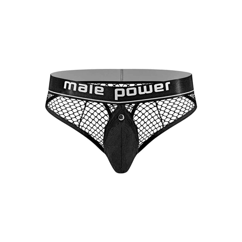 Cock Pit Net Cock Ring Thong - S/ M - Black - Lingerie & Sexy Apparel