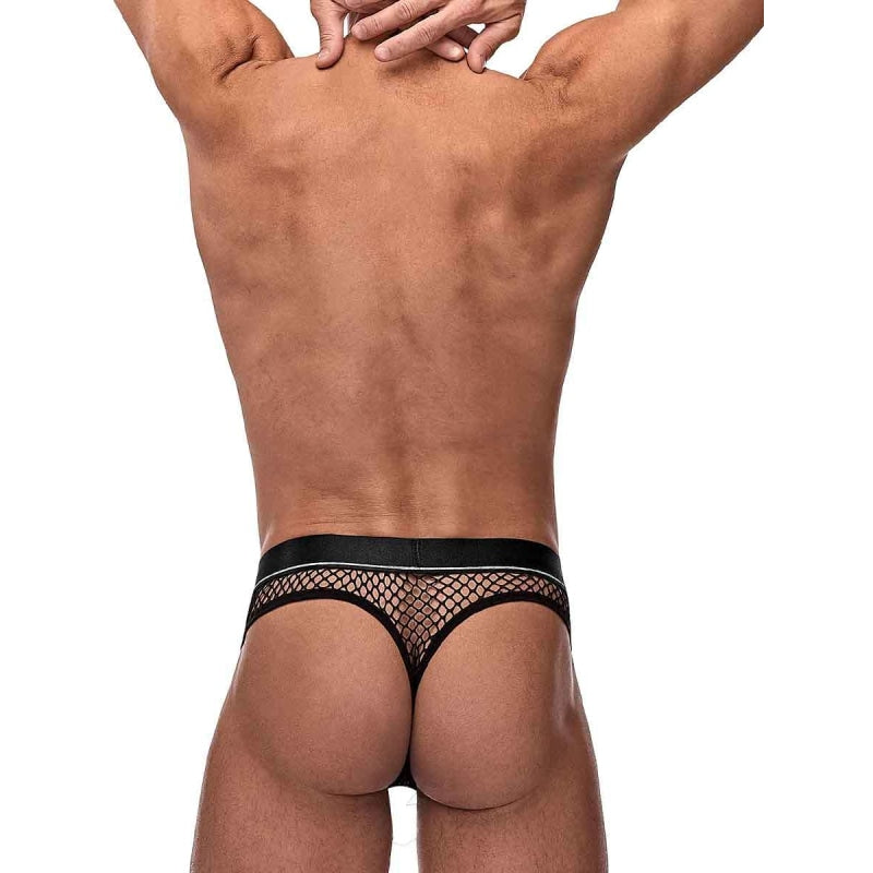 Cock Pit Net Cock Ring Thong - S/ M - Black - Lingerie & Sexy Apparel