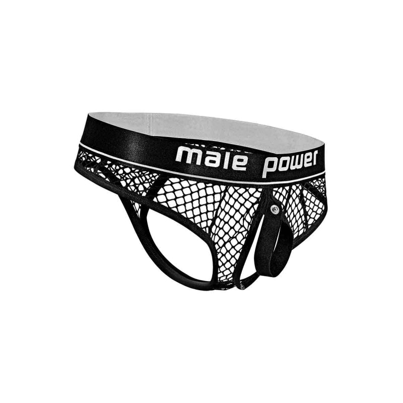 Cock Pit Net Cock Ring Thong - S/ M - Black - Lingerie & Sexy Apparel