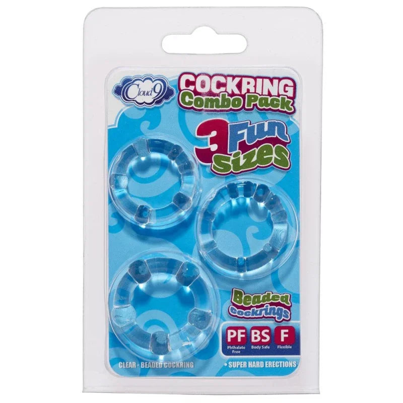 Cockring Combo Beaded - Clear - MyPleasure