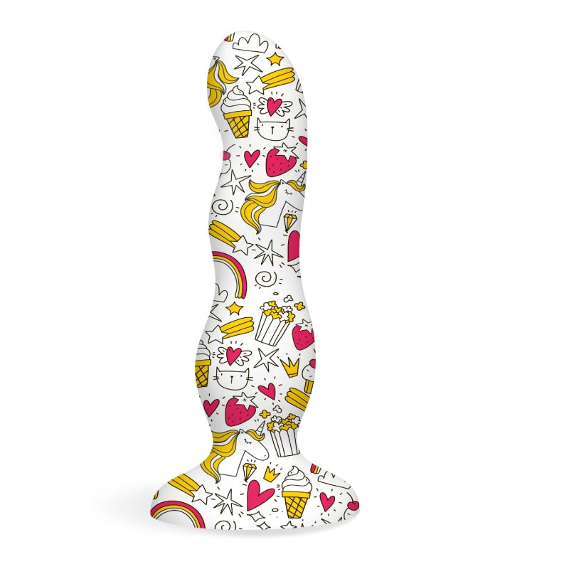Collage - Cupcake and Unicorns - Curvy Silicone Dildo - Dildos & Dongs Suction