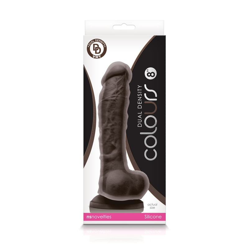 Colours - Dual Density - 8" Dildo - Dark Brown