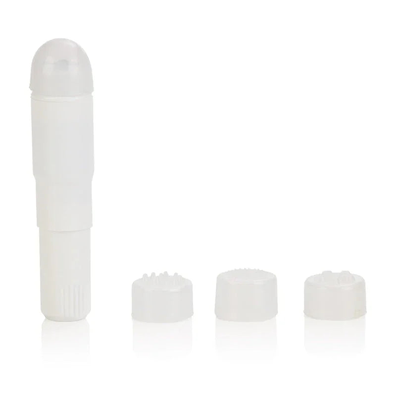 Compact Waterproof Personal Travel Massager With 4 Tips - White - MyPleasure