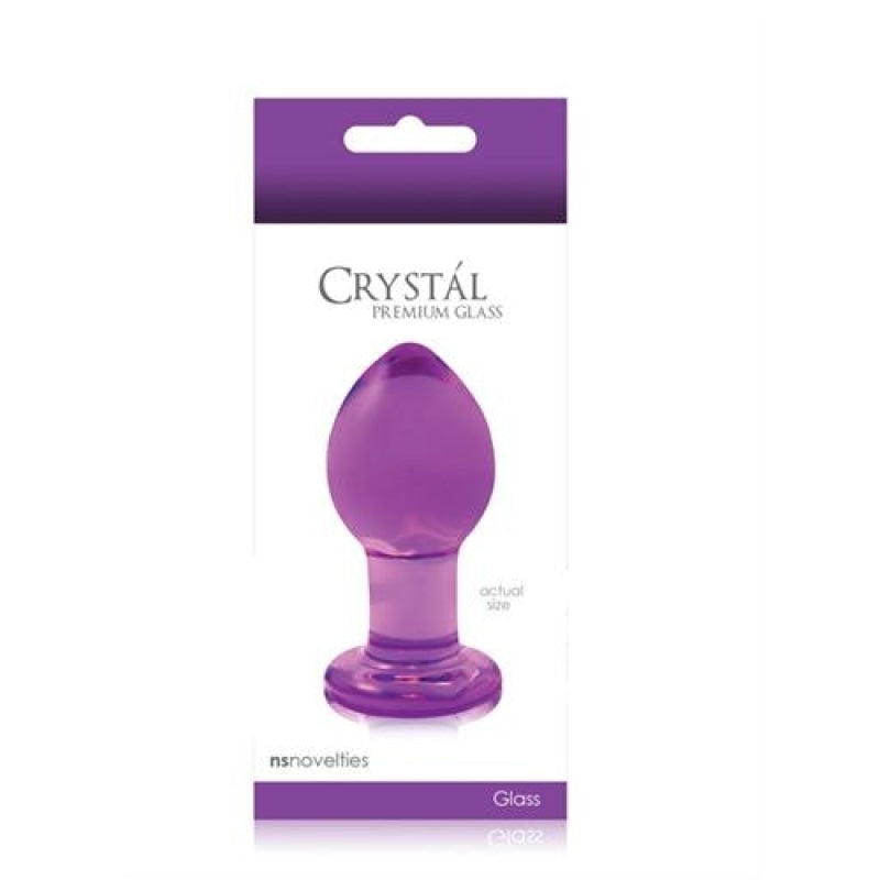 Crystal Premium Glass Plug - Medium - Clear Purple NSN0701-25