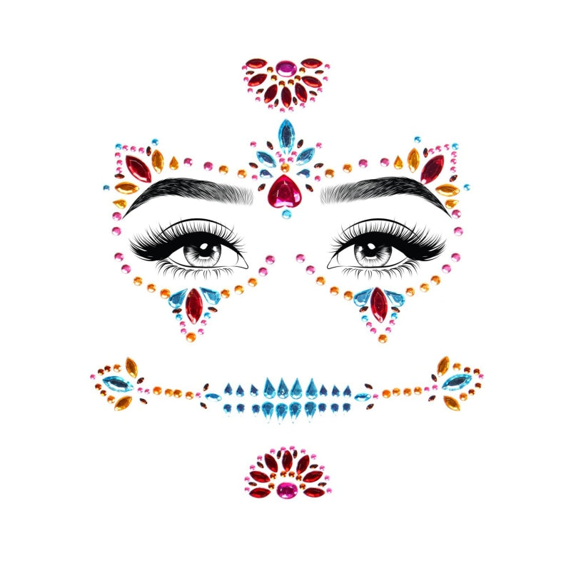 Day of the Dead Adhesive Face Jewels - Body Jewelry