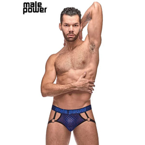 Diamond Mesh Jock Ring Navy - MyPleasure