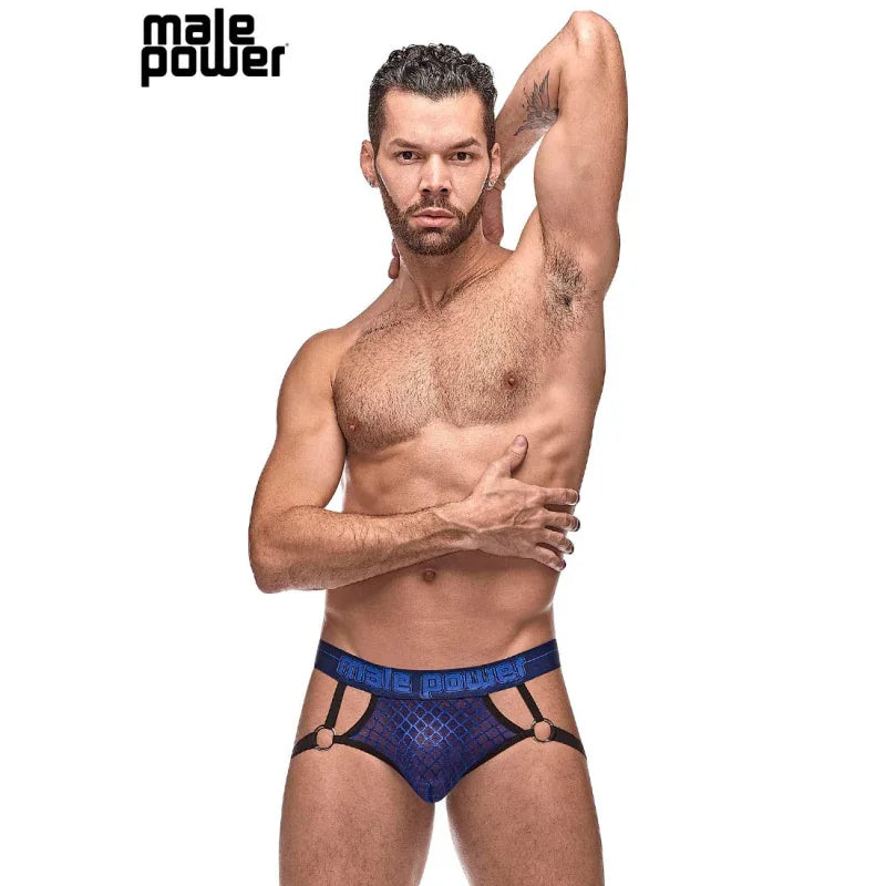 Diamond Mesh Jock Ring Navy - MyPleasure