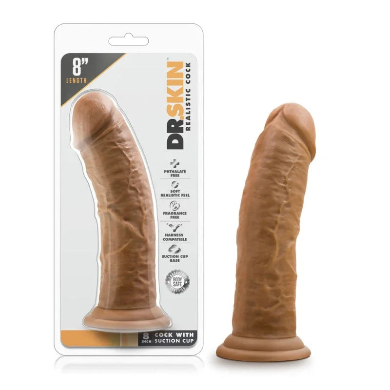 Dr. Skin - 8 Inch Cock With Suction Cup - Mocha - MyPleasure