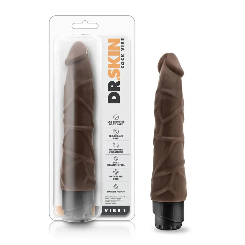 Dr. Skin - Cock Vibe 1 - 9 Inch Vibrating Cock - Chocolate - MyPleasure