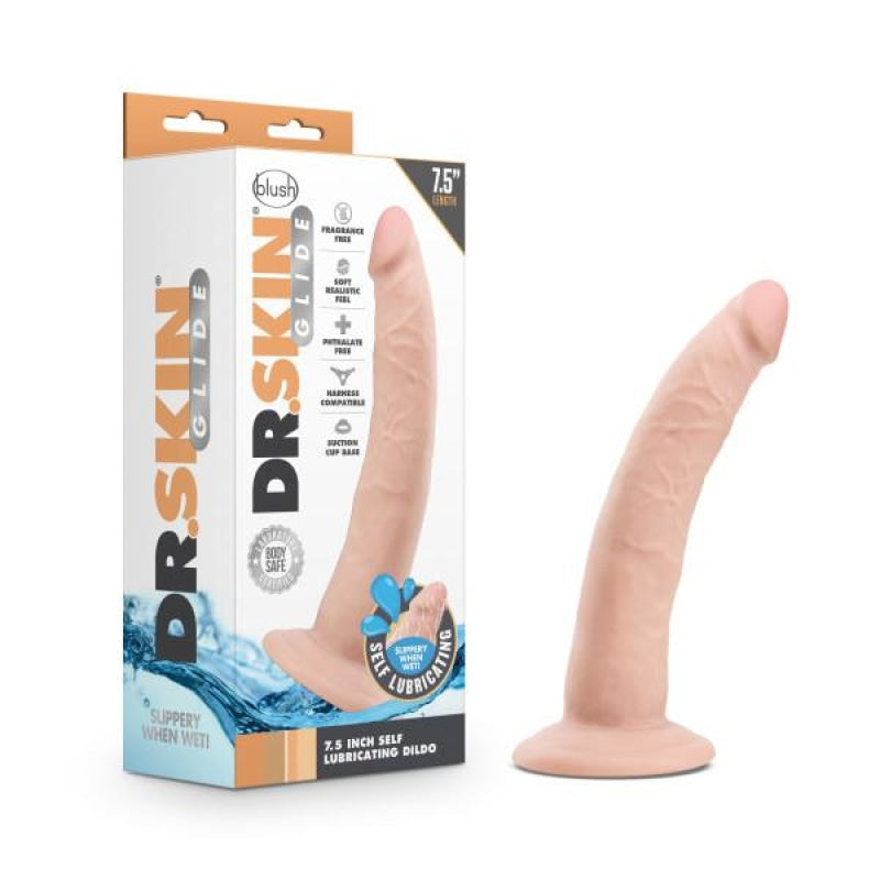 Dr. Skin Glide - 7.5 Inch Self Lubricating Dildo - Vanilla - Dildos & Dongs