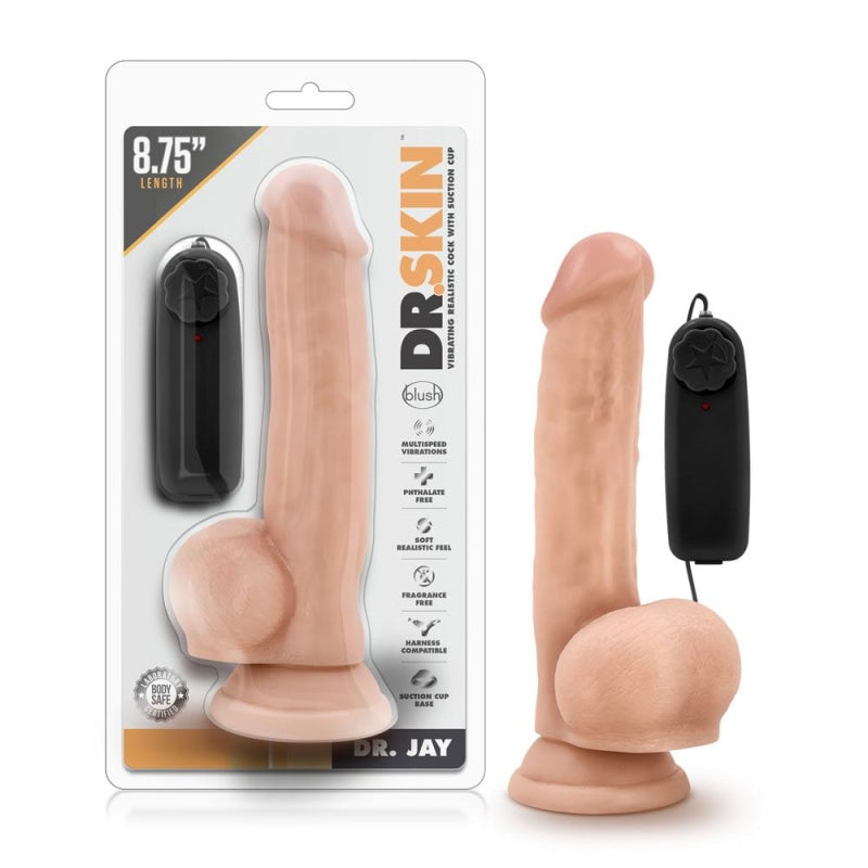 Dr. Skin - Dr. Jay - 8.75 Inch Vibrating Cock With Suction Cup - Vanilla