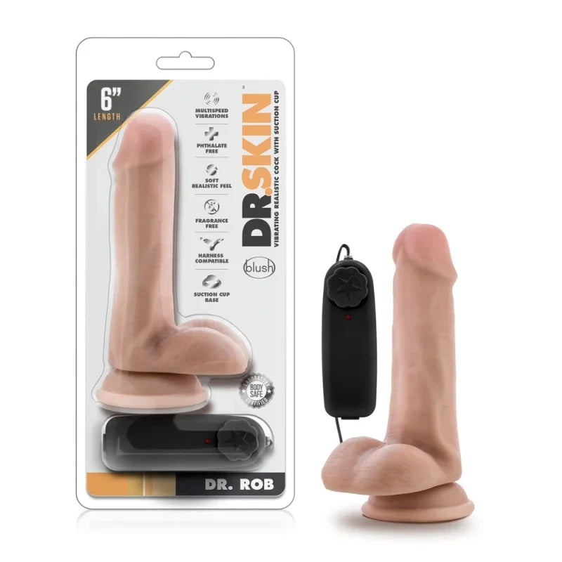 Dr. Skin - Dr. Rob - 6 Inch Vibrating Cock With Suction Cup - Vanilla - MyPleasure
