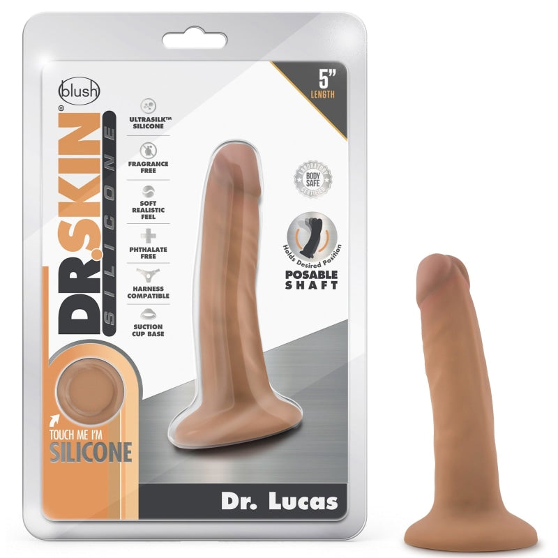 Dr. Skin Silicone - Dr. Lucas - 5 Inch Dong With  Suction Cup - Mocha