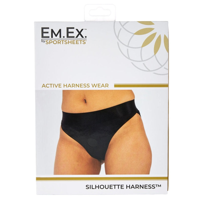 Em. Ex. Active Harness Wear Crotchless Silhouette - Black - Extra Small