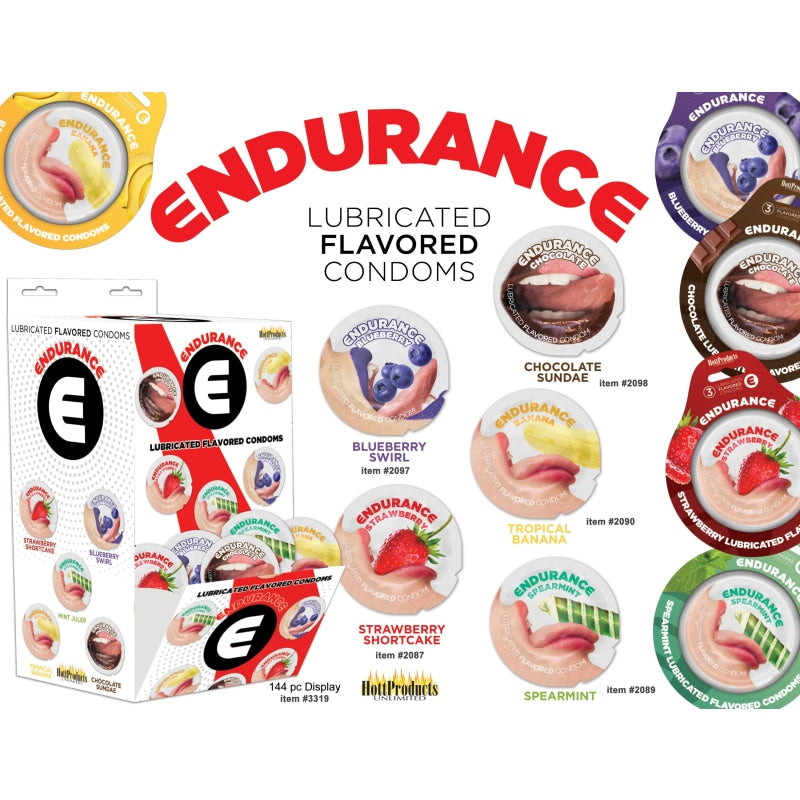 Endurance Condoms - 144 Count Wall Mount Display - Assorted Flavors - Displays-Bowls & Wall Displays Counter