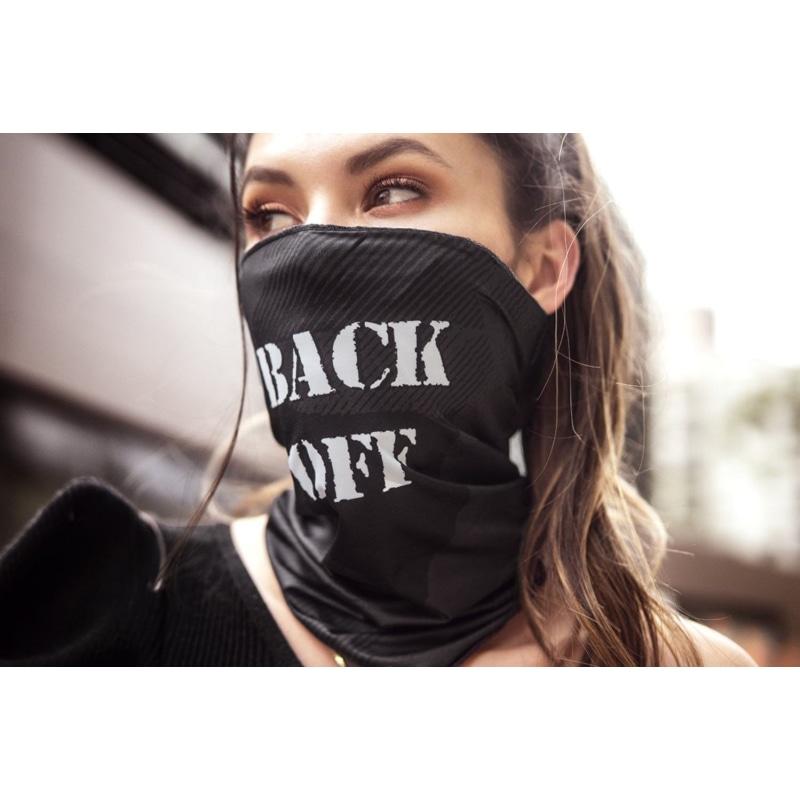 Face/ Neck Bandana Mask - Back Off - Black Print - One Size - Masks
