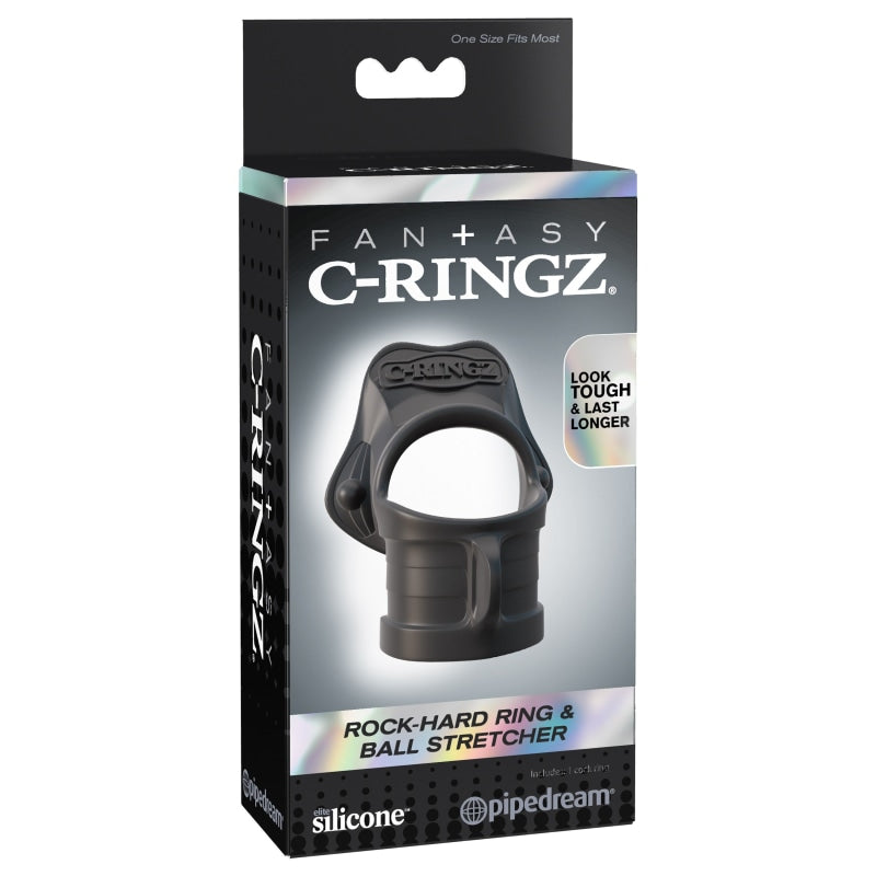 Fantasy C-Ringz Rock Hard Ring and Ball-Stretcher - Black - Cockrings