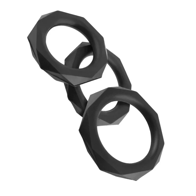 Fantasy C-Ringz Silicone Designer Stamina Set Black - MyPleasure