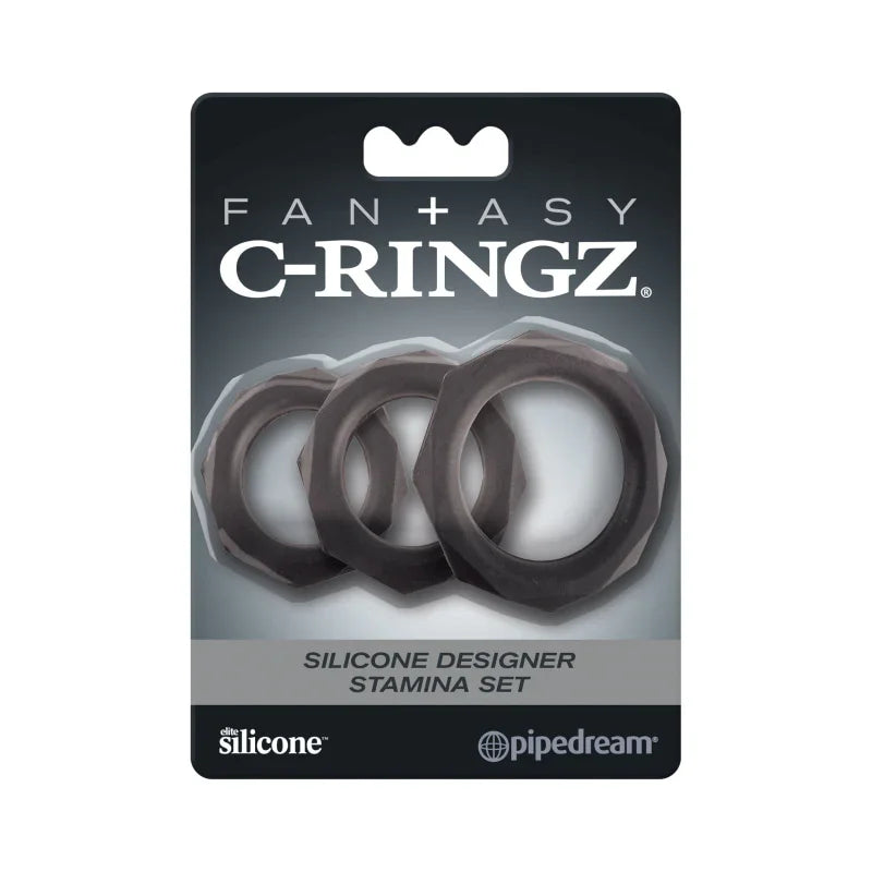 Fantasy C-Ringz Silicone Designer Stamina Set Black - MyPleasure