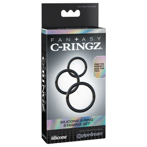 Fantasy C-Ringz Silicone Ring Stamina Set - Black - MyPleasure