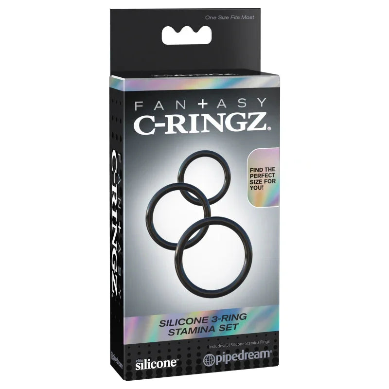 Fantasy C-Ringz Silicone Ring Stamina Set - Black - MyPleasure