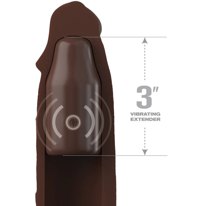 Fantasy X-Tensions Elite 9 Inch Sleeve Vibrating  3 Inch Plug With Remote - Brown