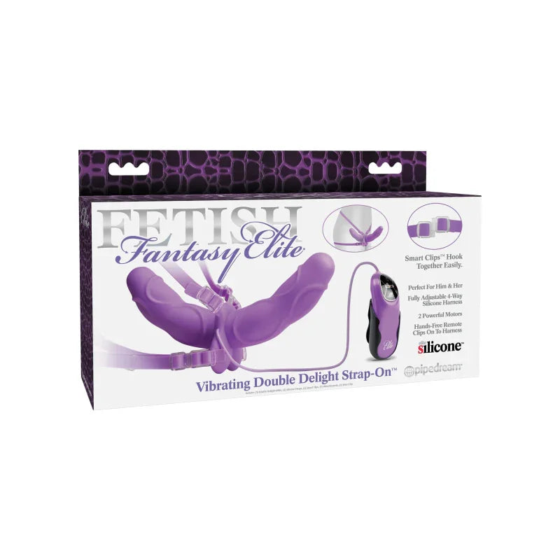 Fetish Fantasy Elite Vibrating Double Delight Strap-on - Purple - MyPleasure