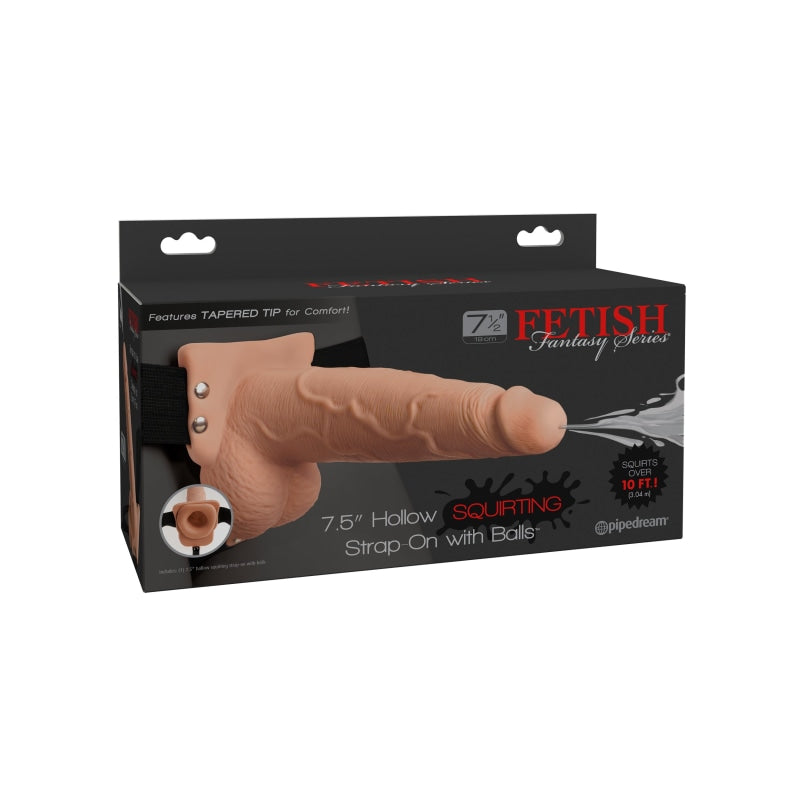 Fetish Fantasy Series 7.5" Hollow Squirting Strap-on With Balls - Flesh