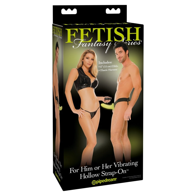 Fetish Fantasy Series for Him or Her Vibrating Hollow Strap-on - Glow in the Dark