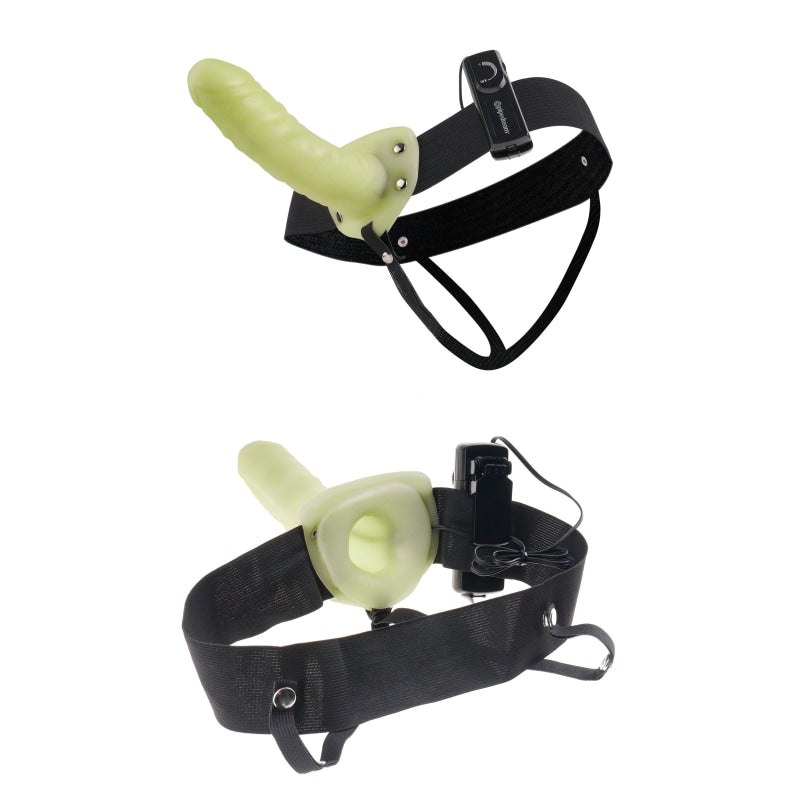 Fetish Fantasy Series for Him or Her Vibrating Hollow Strap-on - Glow in the Dark