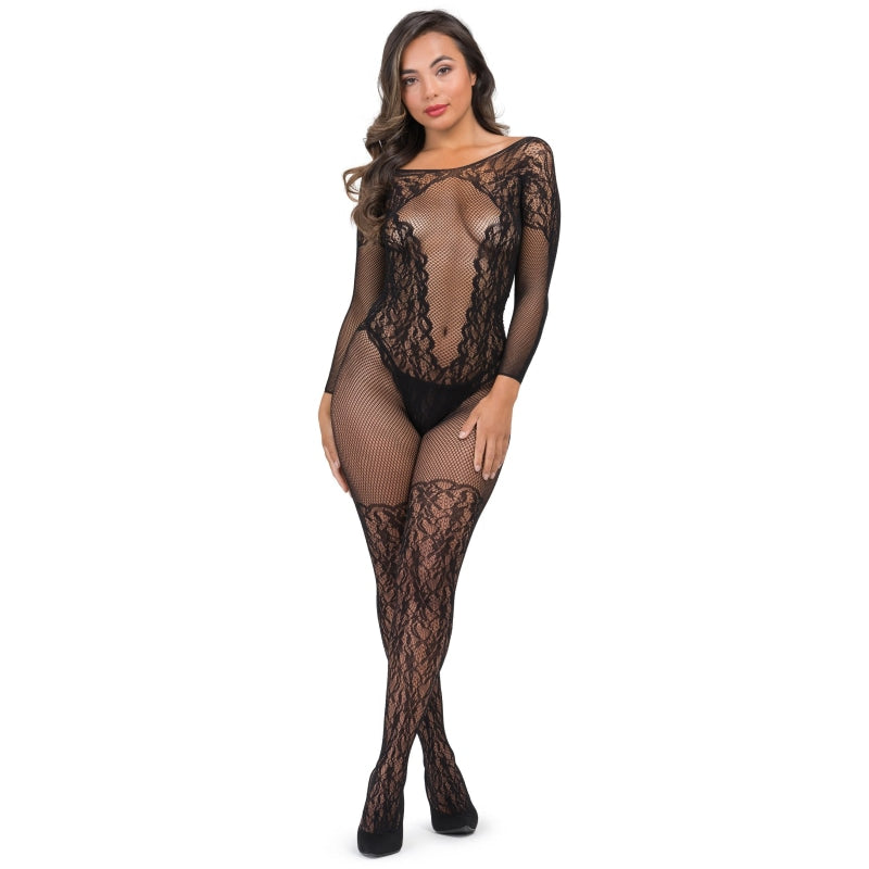Fifty Shades of Grey Captivate Lace Spanking Bodystocking - One Size - Black - Lingerie & Sexy Apparel