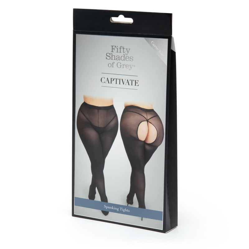 Fifty Shades of Grey Captivate Spanking Pantyhose - Curve Size - Black - Lingerie & Sexy Apparel