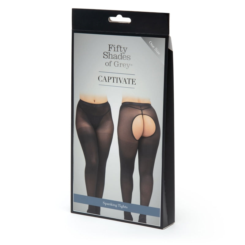 Fifty Shades of Grey Captivate Spanking Pantyhose - One Size - Black - Lingerie & Sexy Apparel