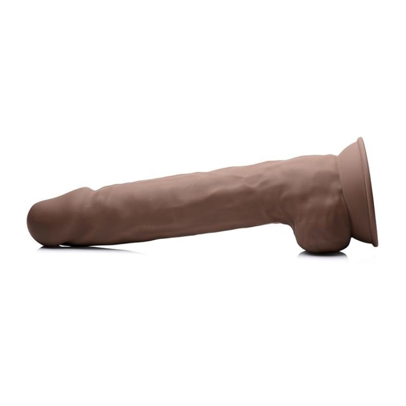 Fleshstixxx 10 Inch Silicone Dildo With Balls - Brown - Dildos & Dongs