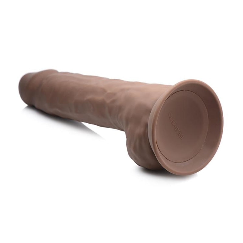 Fleshstixxx 10 Inch Silicone Dildo With Balls - Brown - Dildos & Dongs