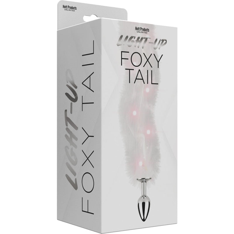Foxy Tail - Light Up Faux Fur Butt Plug - White Plug - White - Anal Toys & Stimulators