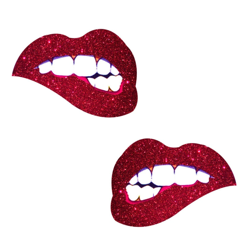 Freaking Awesome Red Glitter Bite Me Nipztix  Pasties