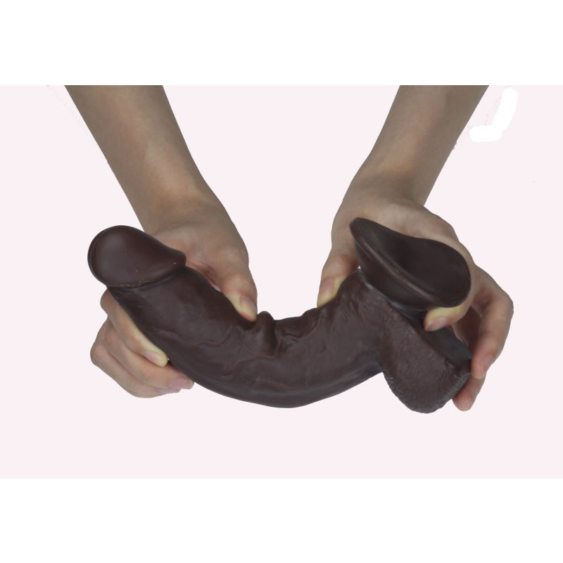 Get Lucky 7.5 Inch Real Skin Dildo - Dark Brown