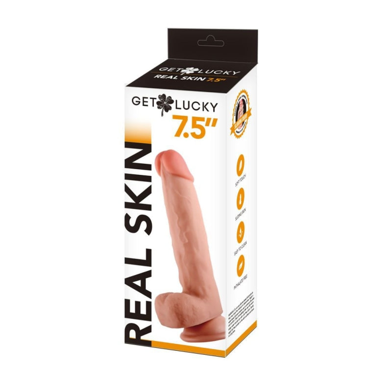 Get Lucky 7.5 Inch Real Skin Dildo - Dildos & Dongs