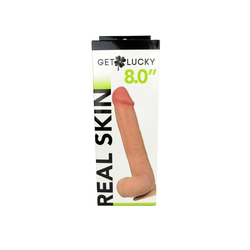 Get Lucky 8 Inch Real Skin Dildo - Tan