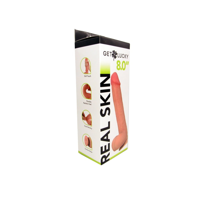 Get Lucky 8 Inch Real Skin Dildo - Tan