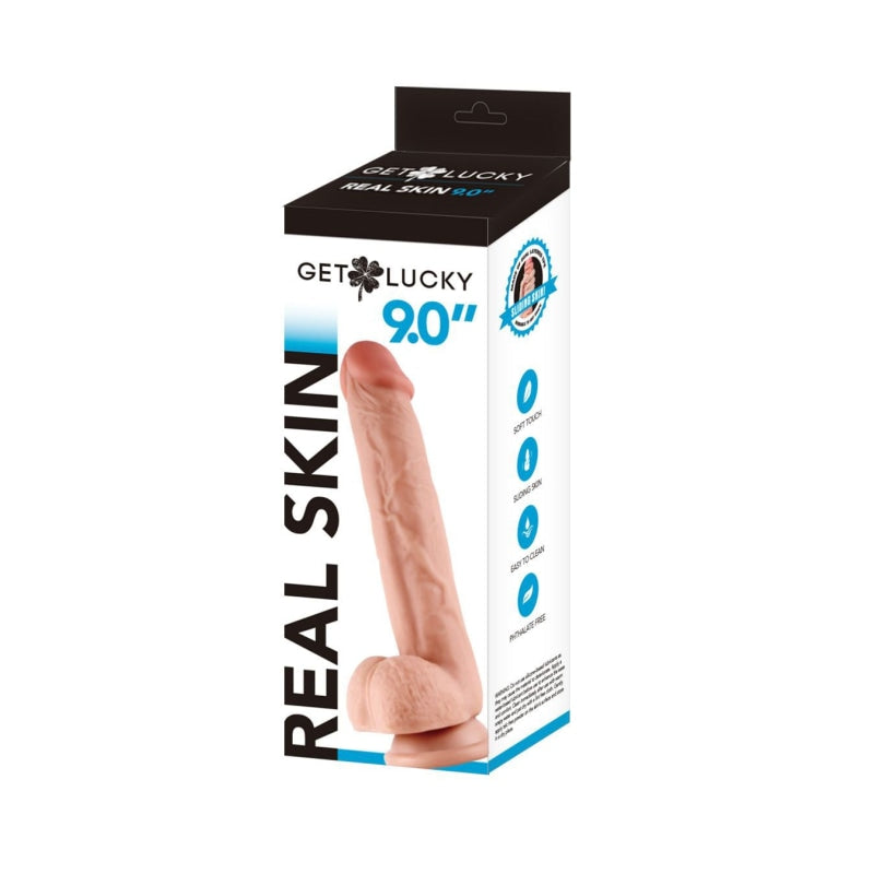 Get Lucky 9 Inch Real Skin Dildo - Dildos & Dongs