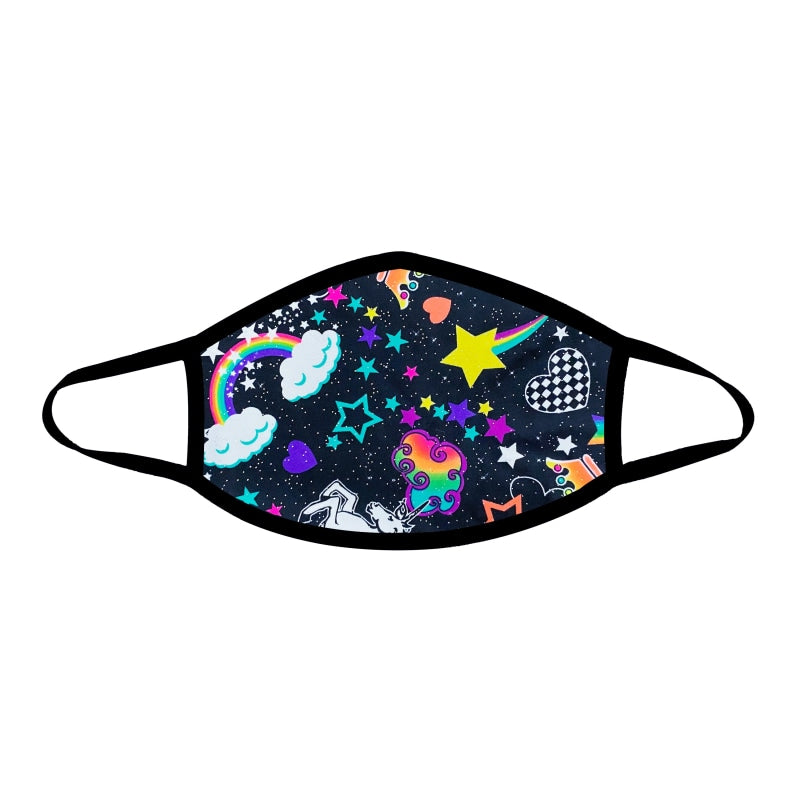 Girl Crush Neon Uv Face Mask With Black Trim - Safety Mask