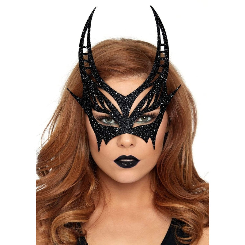 Glitter Die Cut Devil Masquerade Mask - Black - Lingerie & Sexy Apparel