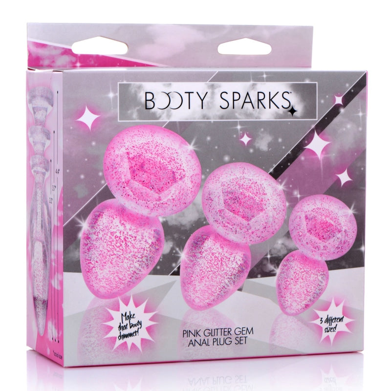 Glitter Gem Anal Plug Set - Pink - Anal Toys & Stimulators